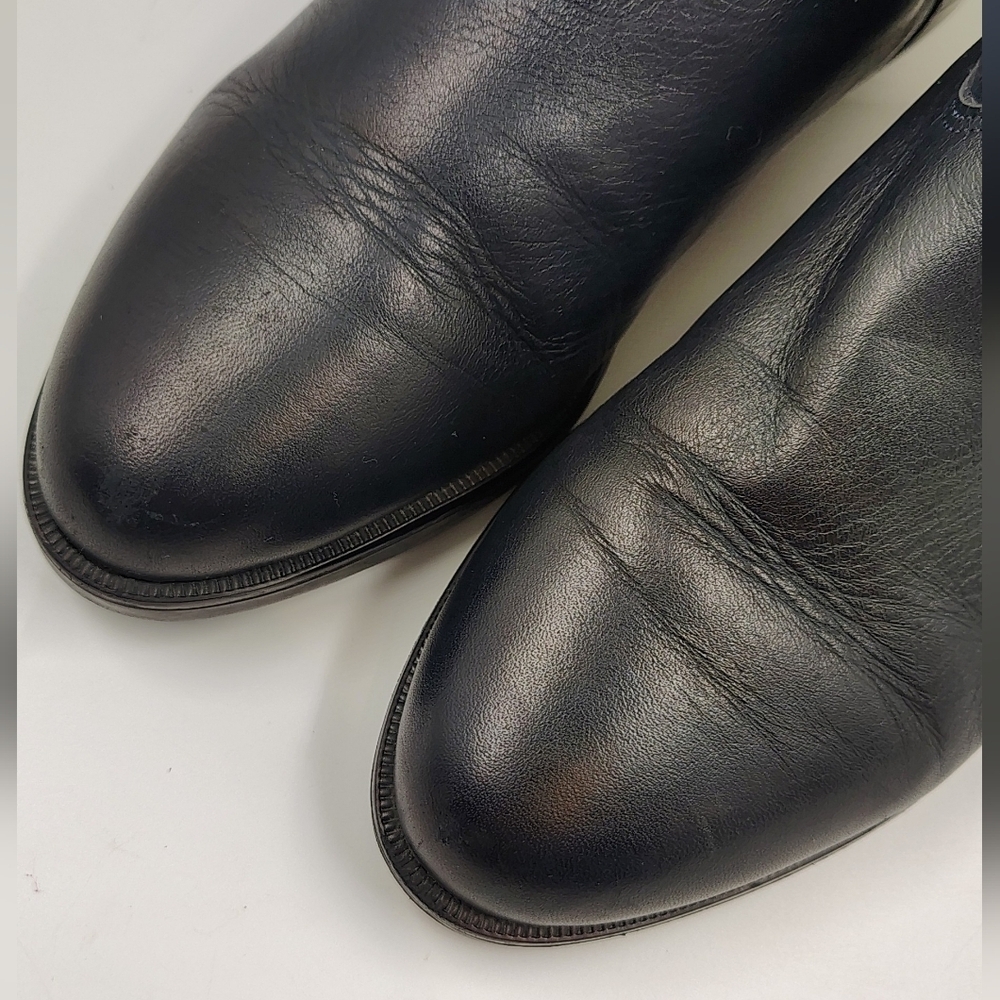 Navy Black Leather Suede Winter Women's Boots Sz 36 w/ Appique - Picture 8 of 15